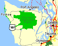 Regional map showing location of Forks, WA